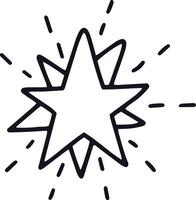 Hand drawn star radiating light beams, a simple yet impactful design suitable for various creative projects, adding a touch of whimsy and sparkle vector