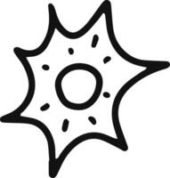 Cartoon sun shining brightly. Featuring a simple. Hand drawn design with a circular center and stylized rays extending outward. Creating a cheerful and childlike representation of the celestial body vector