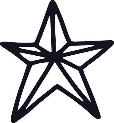 Simple geometric illustration featuring a five pointed star with thick black outlines, providing a striking visual element suitable for various design projects