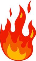 Cartoon flames burning with intense heat create a vibrant and dynamic visual, radiating energy through bright reds and oranges, embodying the essence of fire and power vector