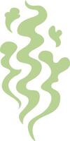 Wavy green smoke rises in smooth, rounded shapes, crafting a visually captivating abstract design against a pristine white backdrop, evoking a sense of elegance and tranquility vector