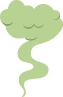 Wavy green smoke is swirling upwards from its source, creating a visually interesting abstract form against a clean white backdrop, potentially symbolizing pollution or a chemical reaction vector