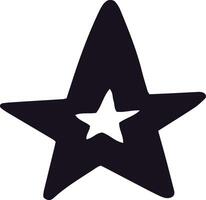 Hand drawn star shape featuring a smaller star nestled inside, creating an engaging negative space effect against a clean white background, perfect for various design applications vector