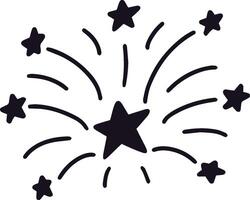 Hand drawn illustration of fireworks exploding, creating a celebratory atmosphere with many stars, perfect for festive occasions and special events vector