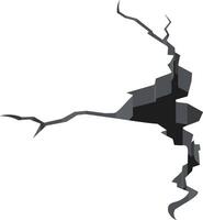 Deep crack splitting a white surface, creating a dark gap that divides the entire area into two distinct sections, highlighting the impact of damage and geological forces vector