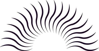 Abstract design featuring curved lines emanating from a central point, forming a half circle pattern, ideal for backgrounds and decorative elements vector
