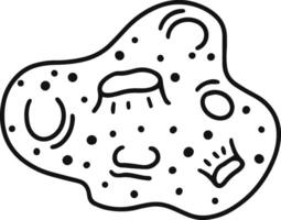 Biological cell structure illustrating organelles like nucleus, mitochondria, ribosomes, endoplasmic reticulum, and Golgi apparatus in a simple, educational line drawing vector
