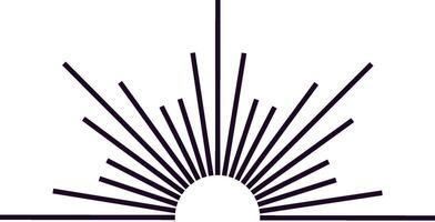 Minimalist graphic design depicting a rising sun, with rays of light shining through, creating a sense of energy and optimism, perfect for projects related to nature, hope, and new beginnings vector