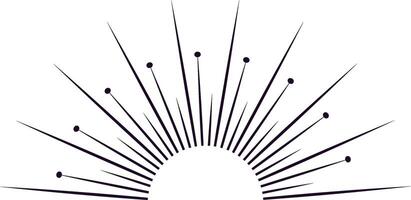 Stylish half circle sunburst graphic features lines and dots radiating outward, creating a vintage or retro vibe, suitable for various design projects vector