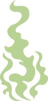 Wavy green smoke is raising from a fire and creating a beautiful abstract design on white background, representing concepts like pollution, nature, and abstract art vector