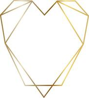 Golden polygonal heart shape creating an elegant frame, perfect for wedding invitations, greeting cards, posters, prints, and various decorative designs vector