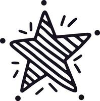 Simple yet captivating hand drawn star with bold stripes, radiating positive vibes and festive energy, perfect for adding a touch of whimsy and celebration to any design vector