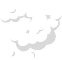 Rising white cartoon smoke cloud adorned with sparkles floats against a clean white background, perfect for various designs and templates, adding a whimsical touch to any project vector