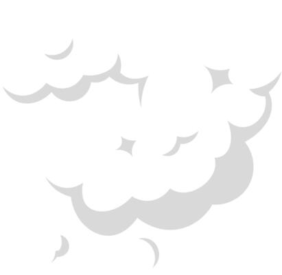 Rising white cartoon smoke cloud adorned with sparkles floats against a clean white background, perfect for various designs and templates, adding a whimsical touch to any project
