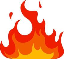 Bright cartoon flames burning with large orange flames and red tips, representing concepts like heat, danger, and energy, perfect for illustrations and graphic design projects vector