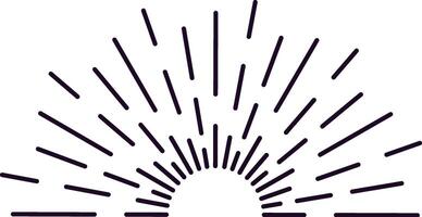 Sunburst design radiating light beams in a half circle shape, creating a retro and vintage aesthetic, perfect for backgrounds, logos, and graphic design projects vector