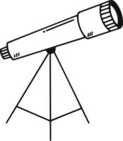 Hand drawn illustration featuring a telescope mounted on a tripod, representing scientific observation and the exciting exploration of the cosmos and its celestial wonders vector