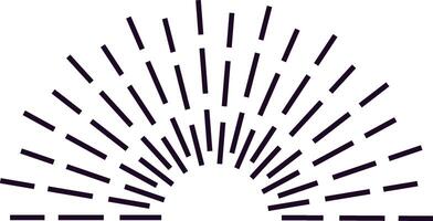 Semicircle of black radiating lines creates a vintage sunburst effect, evoking a sense of dynamism and energy with its simple yet striking design vector
