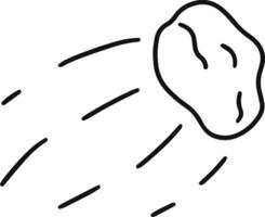 Hand drawn asteroid is hurtling through the vast expanse of space, leaving a trail in its wake, creating a dramatic visual of cosmic movement vector