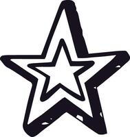 Simple, hand drawn five pointed star symbolizing success, achievement, and excellence, with a bold outline and textured shading, perfect for various design projects vector