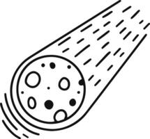 Hand drawn illustration depicting a meteor racing through space, leaving a brilliant trail behind. Isolated on a clean white background, showcasing its dynamic movement and celestial beauty vector
