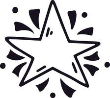Simple, hand drawn star is depicted against a white background, with stylized bursts of light or energy emanating from its points, creating a sense of animation and vibrancy vector