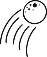 Simple and minimalist illustration depicting a meteorite racing through space, leaving a dynamic trail against a clean white background, capturing the essence of cosmic motion vector