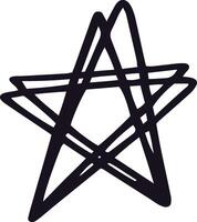 Hand drawn five pointed star showcasing a network of intricate scribbled lines, creating a unique and eye catching design element perfect for various creative projects and artistic expressions vector