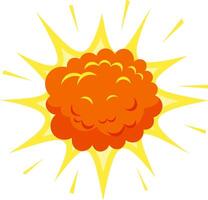 Orange explosion expanding and emitting yellow rays of light. Creating a vibrant and dynamic visual effect on a clean white background. Perfect for conveying concepts of power. Impact. Or destruction vector