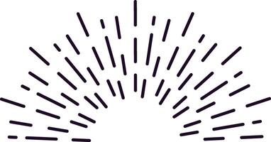 Sunburst bursting with short rounded lines creating a semicircle shape, radiating from the center, simple and elegant design element, ideal for backgrounds, logos, and decorative purposes vector