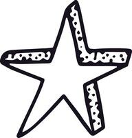 Simple doodle of a classic five pointed star featuring a rough, hand drawn outline with a textured, speckled pattern, creating a charming, rustic aesthetic against a clean white backdrop vector