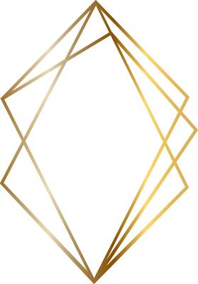 Golden frame composed of overlapping geometric lines forming an elegant diamond shape, perfect for invitations, logos, and decorative purposes, adding a touch of luxury and sophistication