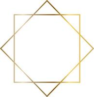 Golden frame featuring overlapping squares and triangles, creating an elegant octagonal shape ideal for luxurious designs and sophisticated decorations in modern art and graphic elements vector