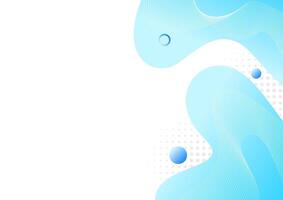 Abstract liquid shape blue gradient background with circles dots and flowing line. vector