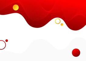 Abstract gradient red fluid shape with flowing line and circles vector