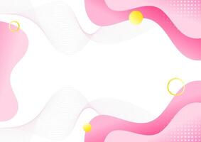 Abstract background pink gradient fluid shape with flowing lines and yellow circle. vector