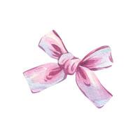 he bow is small, satin, very cute pink, delicate in pastel shades, universal, simple in shape. Watercolor illustration drawn by hand. A separate element isolated from the background. vector