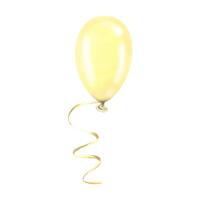 Yellow balloon with ribbon. Watercolor illustration, hand drawn. Isolated object on a white background. vector