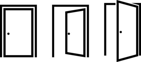 Door icon set simple design line vector