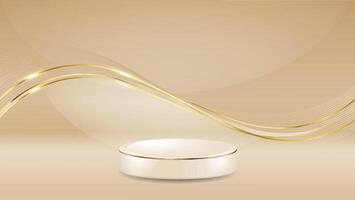 product podium with sparkle golden curve lines 3d realistic elements illustration vector