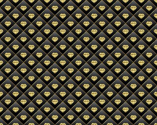 Seamless luxury diamond shape pattern with golden border