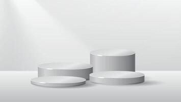 White podium in different sizes elegant background of luxury empty presentation studio product decoration golden pedestal vector