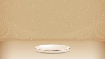 podium with sparkle golden lines bokeh blur elements 3d realistic design vector