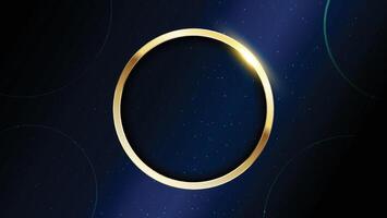 Golden circle ring on dark background. Shining abstract vector
