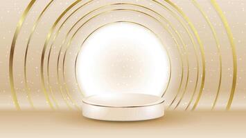 product podium with sparkles golden circles 3d realistic design vector