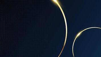 Golden round circle ring on dark background. Shining abstract frame vector