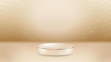 product podium with sparkle golden curve lines bokeh blur realistic design vectors illustration