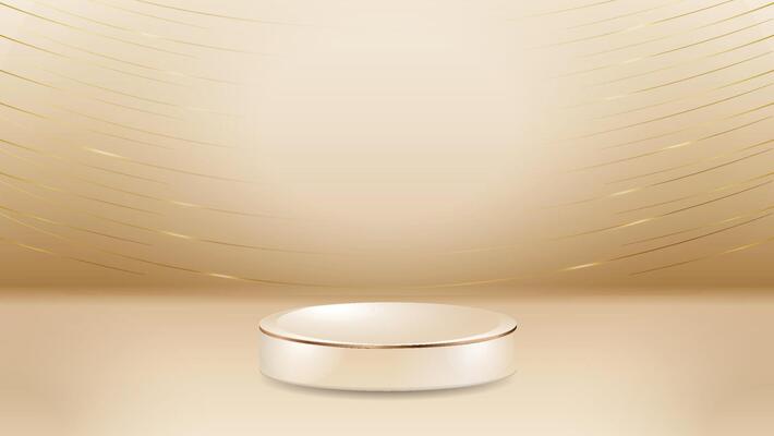 product podium with sparkle golden curve lines bokeh blur realistic design vectors illustration