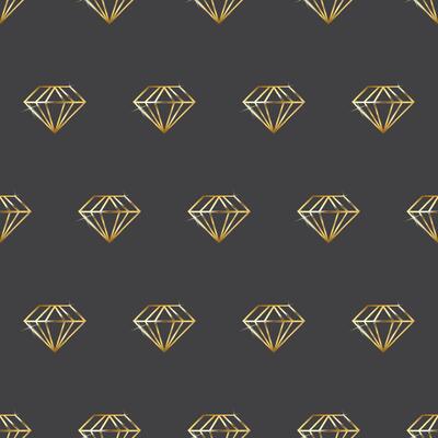 Seamless golden lined diamond pattern on grey background