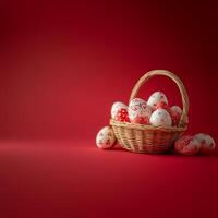 Easter Basket with Red Eggs Realistic HD Photography Image photo